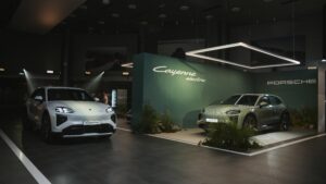 Porsche Cayenne Electric on display at the revamped Porsche Centre Sharjah showroom